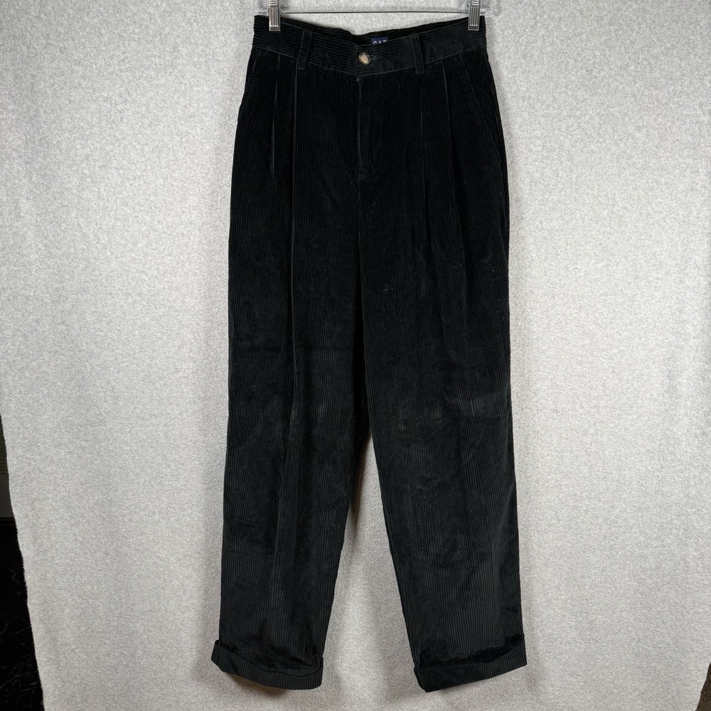 Gap Corduroy Pants Womens 6 Khaki Black Loose Fit Baggy Vintage